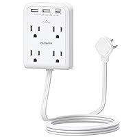 Flat Multi Plug Extender with 3 USB Wall Charger(1 Type C), 4 Outlet Wall Adapter, 4 ft Thin Extension Cord, Flat Plug Surge Protector Power Strip for Home, Office, College Dorm. White