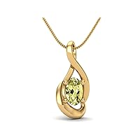 Dainty Oval Cut Minimalist Solitaire Lemon Quartz Pendant Necklace 925 Sterling Silver Oval Shape 5x3mm