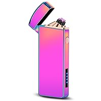 LcFun Electric Lighter Plasma Dual Arc Lighter, Windproof USB Rechargeable Lighter, Flameless Cool Lighters with LED Battery Indication for Candles, Incense Stick, Outdoor Camping (Magic)