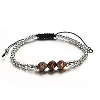 Black agate woven beads bracelet men and women fashion titanium steel jewelry