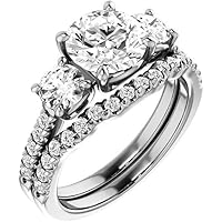 Moissanite Handmade Engagement Ring 3 CT Round Cut, VVS1 Clarity Colorless Moissanite, 925 Sterling Silver With 925 Stamp, Moissanite Engagement Bridal Ring Set, Modern Wedding Ring Set