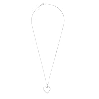 Sterling Silver 0.50 cttw Round White Natural Diamond Heart Outline Pendant for Women 18