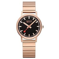 Mondaine Classic Watch | St. Steel Brushed IP Rose Gold Plated/Black