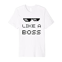 Like A Boss Glasses Funny Meme Premium T-Shirt