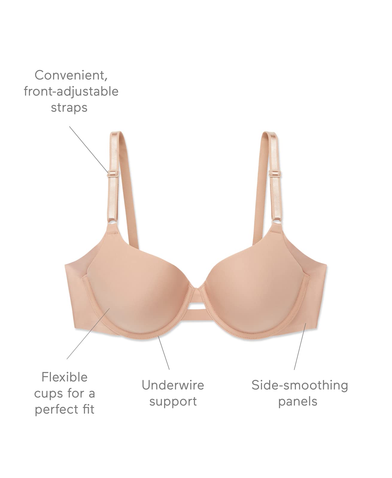 Warner's Women's No Side Effects Underarm-Smoothing Comfort Underwire Lightly Lined T-Shirt Bra 1356