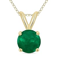 SZUL 5MM Round Natural Gemstone Pendant in 14K White Gold and 14K Yellow Gold (Available in Emerald, Garnet, Peridot, and More)