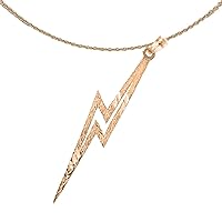Lightning Bolt Necklace | 14K Rose Gold Lightning Bolt Pendant with 18