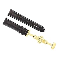 20MM LEATHER STRAP BAND DEPLOYMENT CLASP BUCKLE COMPATIBLE WITH TISSOT PRC D/BROWN WS GOLD