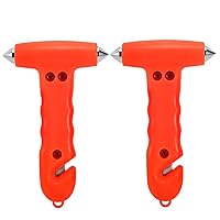 Car Safety Hammer 2-Pack, Auto Emergency Escape Hammer with Window Breaker and Seat Belt Cutter, Striking Red Emergency Escape Tool for Car Accidents