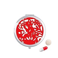 Paper-Cut Rat Animal China Zodiac Pill Case Pocket Medicine Storage Box Container Dispenser