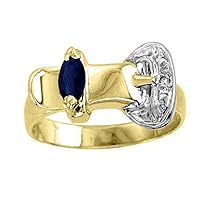Rylos Rings For Women 14K Yellow Gold - Diamond & Sapphire Unique Belt Ring Unique Color Stone Gemstone Jewelry For Women Gold Rings
