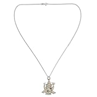 NOVICA Handmade .925 Sterling Silver Pendant Necklace Hindu Jewelry Elephant Deity India Animal Themed 'Pious Ganesha'