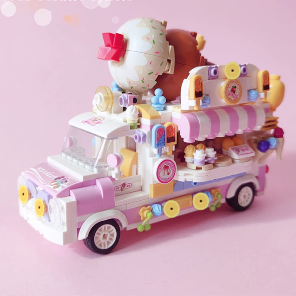 Ulanlan Ice Cream Truck Building Set for Age 8 9 10 11 12 Year Old Kids, Mini Blocks STEM Toy Building Sets for Girls, Girls Building Block Construction Kits, Best Birthday Gift for Girls 593pcs