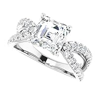 Moissanite Star Moissanite Ring Asscher 2.0 CT, Moissanite Engagement Ring/Moissanite Wedding Ring/Moissanite Bridal Ring Set, Sterling Silver Ring, Perfact Gifts for Love