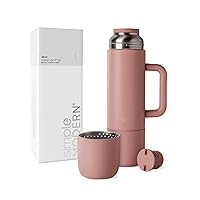 Simple Modern 36oz Insulated Hot Beverage Bottle with 2 Mugs | Travel Coffee Thermos for Hot Drinks | Twist and Pour Top | Commute, Travel, and Picnic Friendly | Roam Collection | Mauve Me