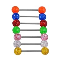 7/20Pcs Sequins Luminous Tongue Bar Barbell Ring Body Piercing Jewelry Practical and Deft