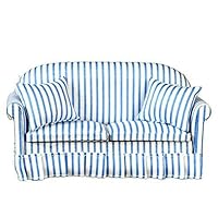 Melody Jane Dollhouse Modern Blue & White Striped Sofa Living Room Furniture
