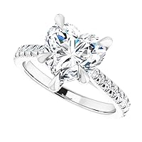 French Set Engagement Ring Heart Cut 2.00CT, VVS1 Clarity, Colorless Moissanite Ring, 925 Sterling Silver, Wedding Ring, Promise Ring, Perfact for Gift Or As You Want