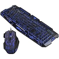 Keyboards USB Wired Gaming Keyboard And Mouse Combo Cracked Colors Change LED Light Backlit Gaming Mouse 7 Buttons Dust Proof Waterproof Keyboard Ergonomic Design