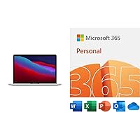 Apple 2020 MacBook Pro M1 Chip (13-inch, 8GB RAM, 512GB SSD Storage) - Silver, with Microsoft 365 Family | 12-Month Subscription | PC/Mac Download