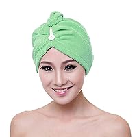 Solid Color Microfiber Bath Towel Hair Dry Hat Absorbent Quick Drying Shower Cap for Women Green
