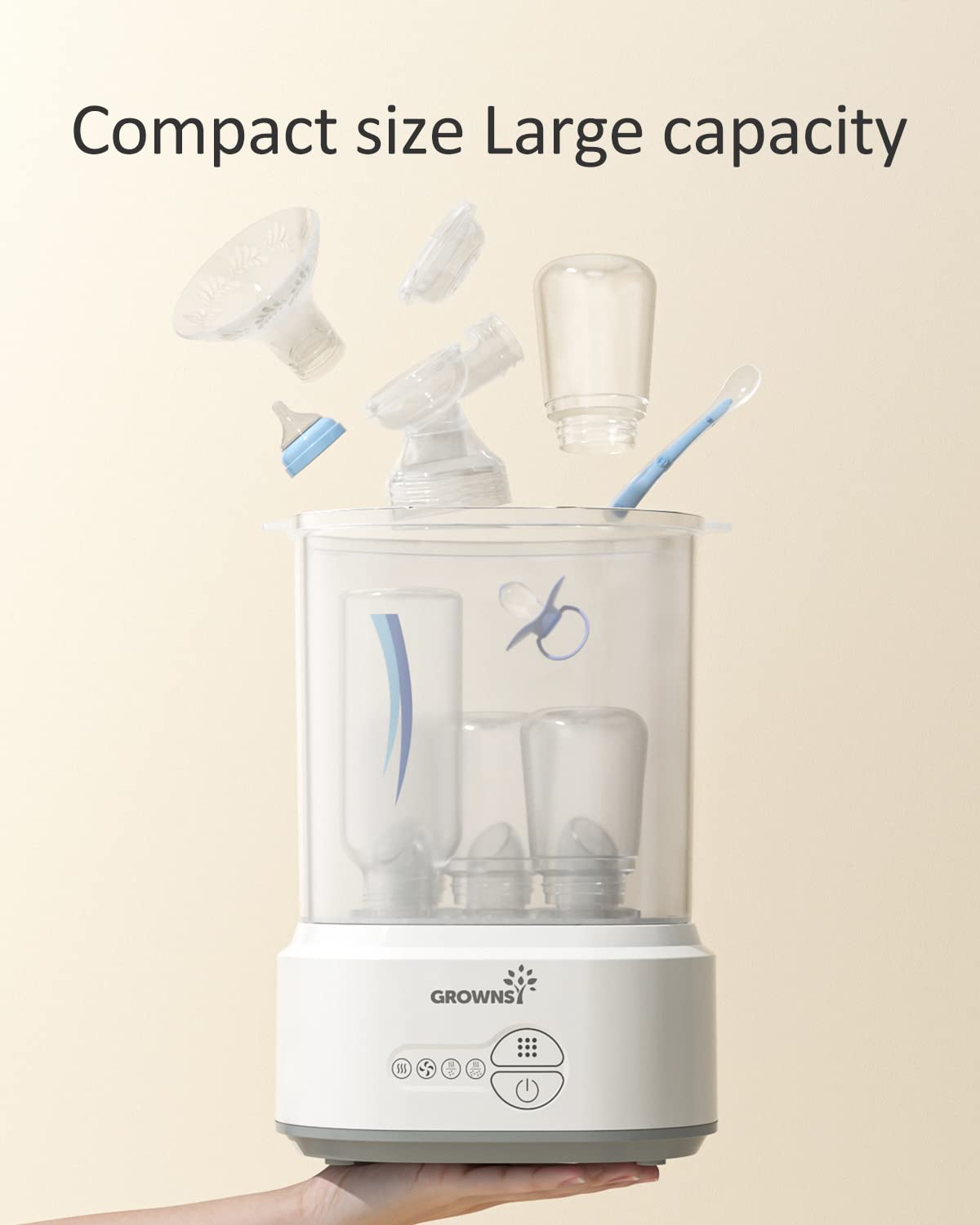 Bottle Sterilizer and Dryer, Compact Electric Steam Baby Bottle Sterilizer (Esterilizador de Biberones), Bottle Sanitizer for Baby Bottles, Pacifiers, Pump Parts