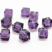 190pcs Cube 8mm Glass Beads for Jewelry Making Faceted Square Shape Crystal Spacer Beads Assortments for Bracelet Necklace DIY Loose Beads (Purple)