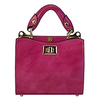 Pratesi Leather Bag for Women Anna Maria Luisa de' Medici Small in cow leather R150/20 - Radica Fuxia Made in Italy