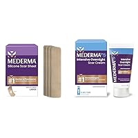 Mederma Scar Sheets and Overnight Scar Cream Bundle; 4 Count Silicone Sheets Improve Old and New Scars; 1 Oz Cream Works Overnight to Make Scars Smaller