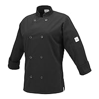 Mercer Culinary M60020BKM Millennia Women's Cook Jacket with Traditional Button, Medium, Black