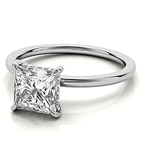 Petite Solitaire Vine Moissanite Diamond Ring Set, 1 Carat Princess Moissanite Engagement Ring Set, Wedding Ring Set, Bridal Ring, Annivrsary/Promise Ring for Wife