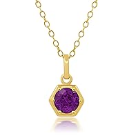 Nicole Miller Fine Jewelry - Sterling Silver with 6mm Round Gemstone Hexagon Pendant Necklace, 18