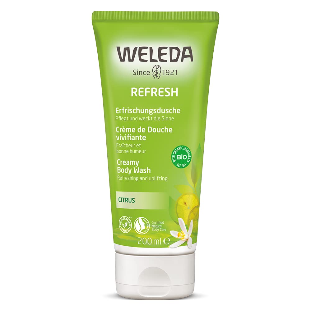 Weleda Refreshing Citrus Body Wash, 6.8 Fluid Ounce, Gentle Plant Rich Cleanser with Lemon Peel and Sesame Seed Oils