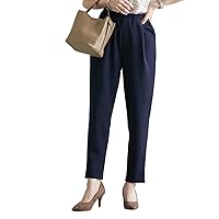 Nissen Women's Tapered Pants, 9/4 Length, Cut and Sewn, Stretch, Jersey Material, For Work or Office