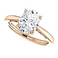 1 CT Oval Moissanite Engagement Ring Colorless VVS1 10K 14K 18K Gold & 925 Sterling Silver Solitaire Accent Ring Anniversary Promise Ring Wedding Bridal Rings Gift For Her