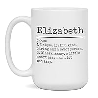 Elizabeth Coffee mug name meaning definition smart assy funny Gift, 15-Ounce White