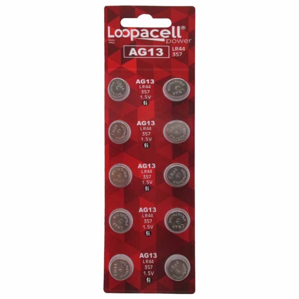 LOOPACELL AG13 LR44 L1154 357 76A A76 Button Cell Battery 10 Pack