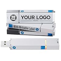 Customized USB Flash Drive Personalized Memory Stick with Writable Labels Logo Printed Jump Drive 4GB 100 Pack