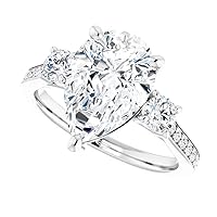 Accented Moissanite Engagement Ring 925 Sterling Silver Rhodium Women's Diamond Band Ring Colorless VVS1 Clarity Wedding Promise Anniversary Ring for Her Comfort Size 3-12