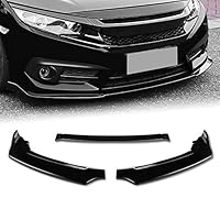 Front Bumper Lip fit for compatible with 2016-2020 Honda Civic, Front Bumper Lip Spoiler Air Chin Body Kit Splitter Painted Glossy Black ABS, 2017 2018 2019 (SPORT-Style)