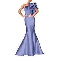 Mermaid/Trumpet Black Dress Evening Gown Formal Wedding Guest Floor Length Sleeveless One Shoulder Dress 2024