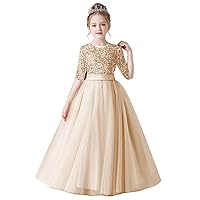 Little Girl Formal Dress for Special Ocassion Sparkling Sequin Pageant Dress for Party Birthday Dress