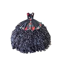 Mollybridal Colorful Flowers Embroidery Patterned Ball Gown Quinceanera Dresses Prom XV Charro 2024 Ruffled Satin