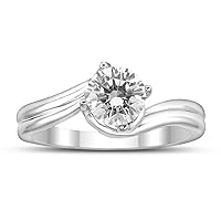 AGS Certified 1 Carat Diamond Solitaire Ring in 14K White Gold (J-K Color, I2-I3 Clarity)