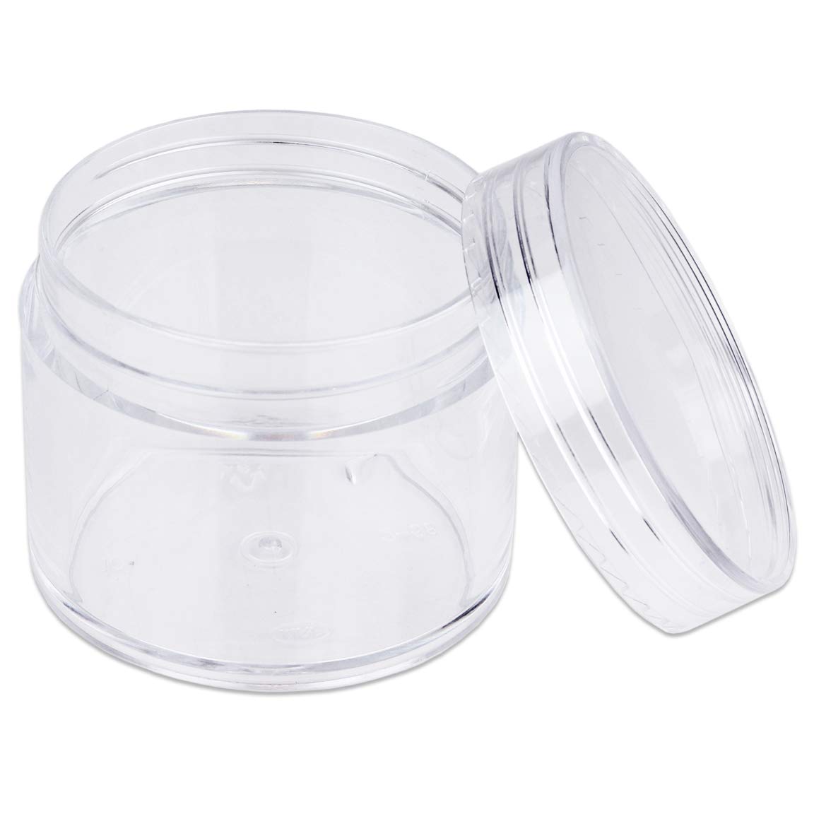 Beauticom 60 Grams/60 ML (2 Oz) Round Clear Leak Proof Plastic Container Jars with Clear Lids for Travel Storage Makeup Cosmetic Lotion Scrubs Creams Oils Salves Ointments (3 Jars)