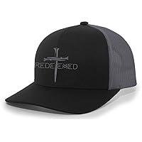 Christian Redeemed Cross Nails Mens Embroidered Mesh Back Trucker Hat