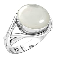 925 Sterling Silver Handmade Ring for Women 10 MM Round Gemstone Fashion Jewelry for Gift (99085_R)