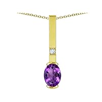 Solid 14K Gold Oval 8x6mm Bar Pendant Necklace