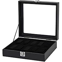 Watch Box Display Storage Box High-grade Leather Paper Watch 10 Watch Box Jewelry Box- Black Watch Organizer Collection