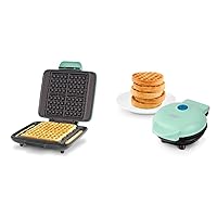 Dash Deluxe No-Drip Waffle Iron Maker Machine 1200W + Hash Browns, or Any Breakfast, Lunch, & Snacks with Easy Clean & Mini Maker for Individual Waffles, Hash Browns, Keto Chaffles
